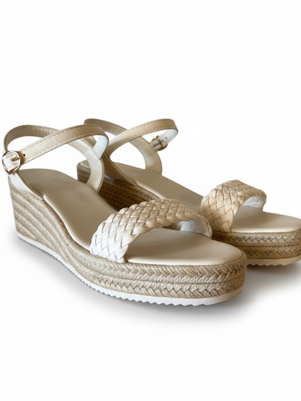 SALE! Womens Cream Wedge Sandals Espadrille